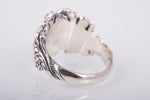 Solid Silver Skull Ring, Biker Ring, Gift for Biker, Skull Jewelry, Brutal Biker Ring, Leaves and Skull Ring, Unique Handmade Jewelry