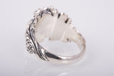 Solid Silver Skull Ring, Biker Ring, Gift for Biker, Skull Jewelry, Brutal Biker Ring, Leaves and Skull Ring, Unique Handmade Jewelry