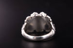 Solid Silver Skull Ring, Biker Ring, Gift for Biker, Skull Jewelry, Brutal Biker Ring, Leaves and Skull Ring, Unique Handmade Jewelry
