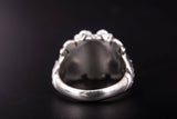 Solid Silver Skull Ring, Biker Ring, Gift for Biker, Skull Jewelry, Brutal Biker Ring, Leaves and Skull Ring, Unique Handmade Jewelry