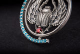 Scarabaeus Necklace, Egyptian Silver Pendant, Necklace with Scarabaeus Sacer and Gems, Egyptian Symbol, Handmade Egyptian Jewelry
