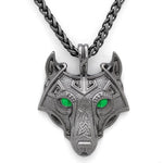 Pendants & Necklaces Green Eyes / Silver Norse Eye Colored Wolf Pendant Necklace Ancient Treasures Ancientreasures Viking Odin Thor Mjolnir Celtic Ancient Egypt Norse Norse Mythology