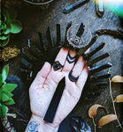 Witch crown natural obsidian piece moon crown raw crystal crown headband Wicca party accessories gift