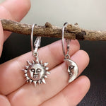 Vintage Moon Sun Dangle Drop Earrings  Goth Gothic Wicca Jewelry