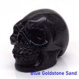 1.5" Skull Statue Natural Stones Carved Healing Crystals Ornament Reiki Witchcraft Supplies Gemstone Wicca Halloween Decorations