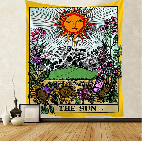 Tarot Card The Sun Tapestry Mandala Tapestry Hippie Macrame Tapestry Wall Hanging Boho Decor Witchcraft Tapestry