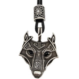 Green Black Red Eyes Wolf Amulet Pendant