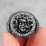 Rings Ancient Greek Snake-Haired Medusa Stainless Steel Ring Ancient Treasures Ancientreasures Viking Odin Thor Mjolnir Celtic Ancient Egypt Norse Norse Mythology