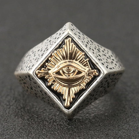 Rings Eye of Providence Ring All Seeing Eye Egyptian Mythology Apollo Square Statement Vintage Gold Silver Color Jewelry Men Wholesale|Rings| Ancient Treasures Ancientreasures Viking Odin Thor Mjolnir Celtic Ancient Egypt Norse Norse Mythology