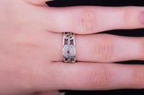 Freemason Eye of Providence Geometric Ring with Red Cubic Zirconia