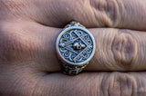 Freemason Skull Square & Compass with Ornament Sterling Silver Ring