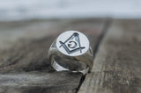 Freemason Square and Compass Sterling Silver Handcrafted Ring