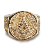 Rings Masonic Free Mason Ring for Men Gold Stainless Steel AG Freemason Ring Freemasonry Jewelry Punk Men's Gift Size 8 13|Rings| Ancient Treasures Ancientreasures Viking Odin Thor Mjolnir Celtic Ancient Egypt Norse Norse Mythology