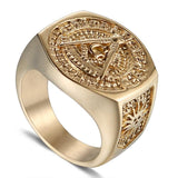 Rings Masonic Free Mason Ring for Men Gold Stainless Steel AG Freemason Ring Freemasonry Jewelry Punk Men's Gift Size 8 13|Rings| Ancient Treasures Ancientreasures Viking Odin Thor Mjolnir Celtic Ancient Egypt Norse Norse Mythology