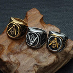 Rings Men's Oval Freemason Free Mason Silver color Gold color Templar Masonic Ring Men's Jewelry|Rings| Ancient Treasures Ancientreasures Viking Odin Thor Mjolnir Celtic Ancient Egypt Norse Norse Mythology