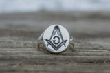 Freemason Square and Compass Sterling Silver Handcrafted Ring