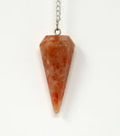 Magicun Stone~Sunstone Pendulum 1.75"L with Chain, Faceted (Natural Crystal Stone)