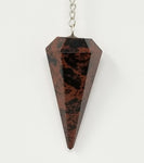 Magicun Stone~Mahogany Obsidian Pendulum with Chain, Faceted (Natural Crystal Stone)
