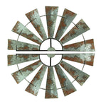 Pair of Distressed Metal Half Moon Windmill Wall Sculptures