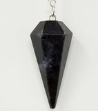 Magicun Stone~Blue Pearl Pendulum with Chain, Faceted (Natural Crystal Stone)