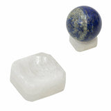 Witchcraft~Selenite Square Sphere Holder Hand Carved Crystal Ball Stand