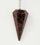 Magicun Stone~Mahogany Obsidian Pendulum with Chain, Faceted (Natural Crystal Stone)