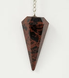 Magicun Stone~Mahogany Obsidian Pendulum with Chain, Faceted (Natural Crystal Stone)