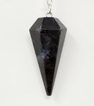 Magicun Stone~Blue Pearl Pendulum with Chain, Faceted (Natural Crystal Stone)