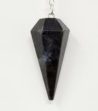 Magicun Stone~Blue Pearl Pendulum with Chain, Faceted (Natural Crystal Stone)