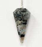 Magicun Stone~Rainbow Moonstone Pendulum with Chain, Faceted (Natural Crystal Stone)