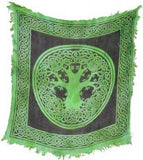 Witchcraft~Tree of Life Celtic Knot Green & Black Tarot Altar Cloth 18" X 18" Wicca Pagan
