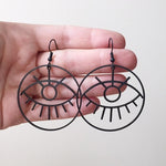 silver colour Woke Eye Loop Earrings Fashion forward novel women friend gift Gothic   exaggerate pendant girlfriend