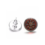 Stud Earrings Style 19 Viking Vegvisir Compass Runic Stud Earrings Ancient Treasures Ancientreasures Viking Odin Thor Mjolnir Celtic Ancient Egypt Norse Norse Mythology