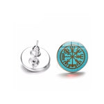Stud Earrings Style 3 Viking Vegvisir Compass Runic Stud Earrings Ancient Treasures Ancientreasures Viking Odin Thor Mjolnir Celtic Ancient Egypt Norse Norse Mythology