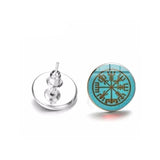 Stud Earrings Style 3 Viking Vegvisir Compass Runic Stud Earrings Ancient Treasures Ancientreasures Viking Odin Thor Mjolnir Celtic Ancient Egypt Norse Norse Mythology