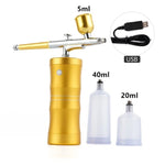 Pink Mini Air Compressor Kit Air-Brush Paint Spray Gun Airbrush For Nail Art Tattoo Craft Cake Nano Fog Mist Sprayer