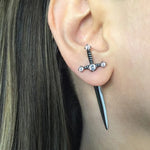 Gothic Kinitial Sword Earrings Vintage Cool Punk Crystal Ear Jacket Goth Dagger Earrings Jewelry Gift For Women - Stud Earrings