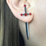 Gothic Kinitial Sword Earrings Vintage Cool Punk Crystal Ear Jacket Goth Dagger Earrings Jewelry Gift For Women - Stud Earrings