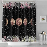 Shower Curtain - Print Polyester Fabric Waterproof Shower Curtain by iLiveX, Machine Washable, Hooks Included, Bathroom Decoration, 72"x72", Black White Sun Moon Stars Mysterious Wizard Tarot