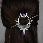 Witch Goddess Crescent Moon Dragonfly Hairstick Fairy Moon Dragonfly Insect Hair Barrette Hairclip Wicca