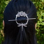 Witch Goddess Crescent Moon Dragonfly Hairstick Fairy Moon Dragonfly Insect Hair Barrette Hairclip Wicca