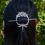 Witch Goddess Crescent Moon Dragonfly Hairstick Fairy Moon Dragonfly Insect Hair Barrette Hairclip Wicca