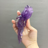 12-15cm Rose Quartz Amethyst Rose Carvings Natural Beautiful Healing Crystal Roses For Wedding Gift Wr - Stones