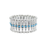 Gypsy Tribal Tibetan Bracelet for Women Boho Vintage Silver Men's Turquoise Elastic Bangles Afghan Turkish Ethnic Indian Jewelry