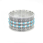 Gypsy Tribal Tibetan Bracelet for Women Boho Vintage Silver Men's Turquoise Elastic Bangles Afghan Turkish Ethnic Indian Jewelry