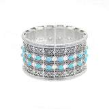 Gypsy Tribal Tibetan Bracelet for Women Boho Vintage Silver Men's Turquoise Elastic Bangles Afghan Turkish Ethnic Indian Jewelry