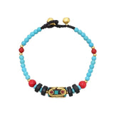 Gypsy Tribal Tibetan Bracelet for Women Boho Vintage Silver Men's Turquoise Elastic Bangles Afghan Turkish Ethnic Indian Jewelry