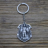 Archangel St.Michael Protect Me Keychain Holy Shield Charm Russian Orthodox Pendant