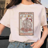 Women&#39;s Tarot Card Flower Funny Time Ladies Cartoon Fashion Short Sleeve Summer Printed T-shirt Women&#39;s T-shirt Top Pattern. - T-shirts