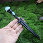 Crystal Metal Sword 90-95g Witch Altar hair Accessories Wizard stick Energy Pagan Cosplay Elf Gothic Dark Magic Wand Witch Gift